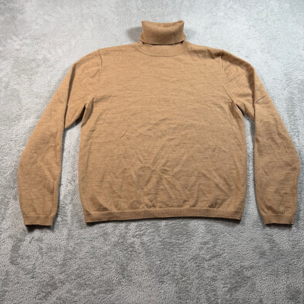 Vintage Pendleton Merino Wool Sweater Women Medium Brown Turtleneck Long Sleeve